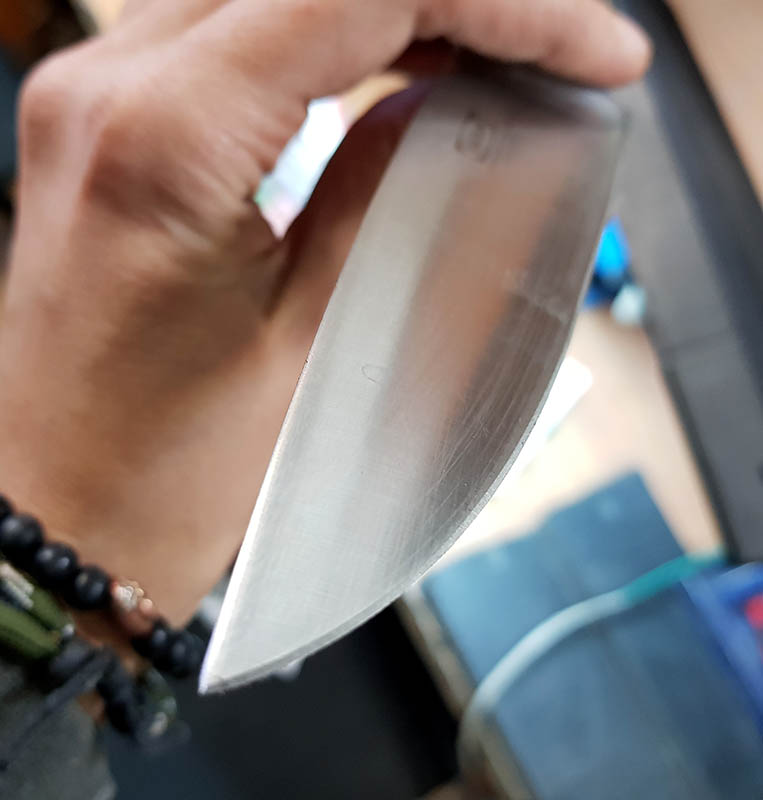 заточка носика ножа
